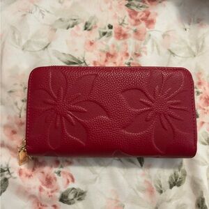 Red Floral Embossed Wallet